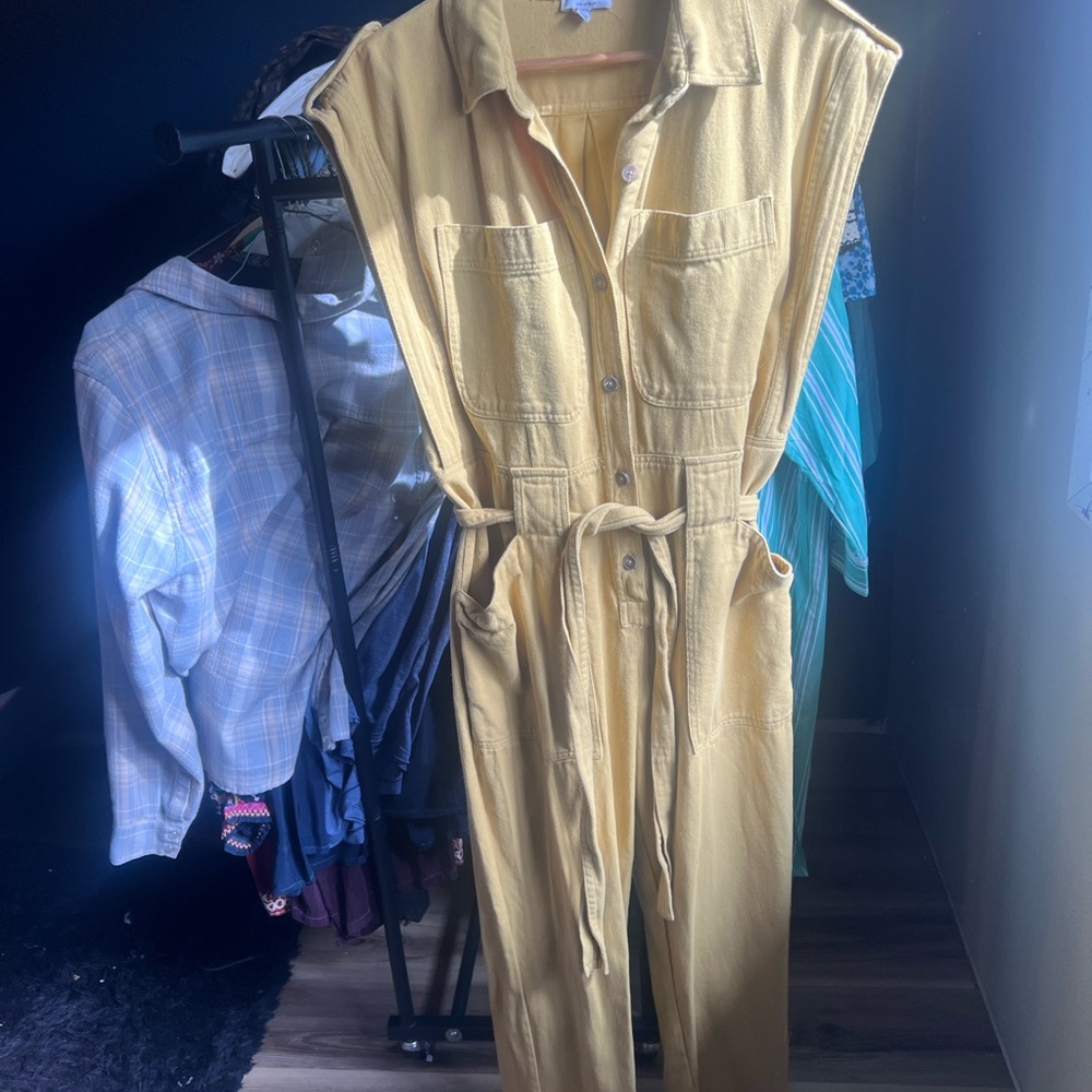 Current Air Mustard Sleeveless Jumpsuit